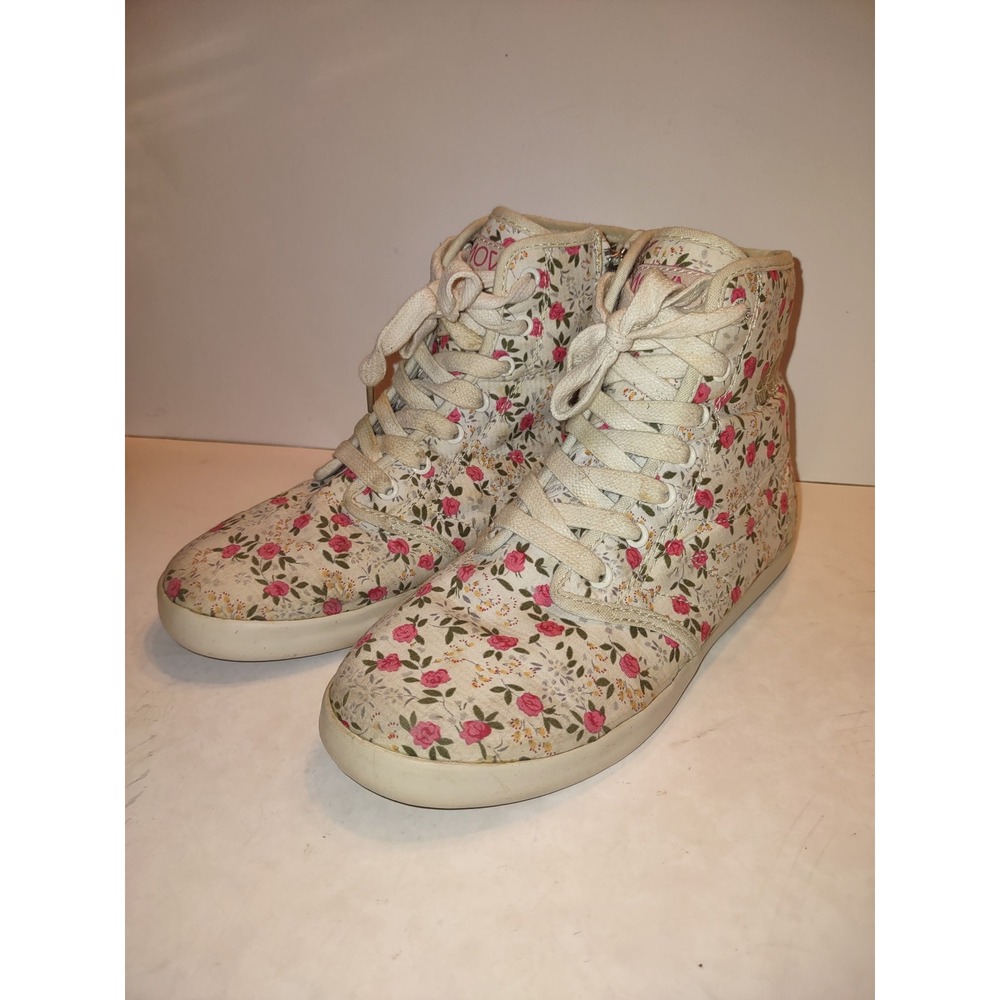 MOVMT Macros Floral Print High Top Sneakers Womens 9 Mens 7 Lace Up Zip Casual